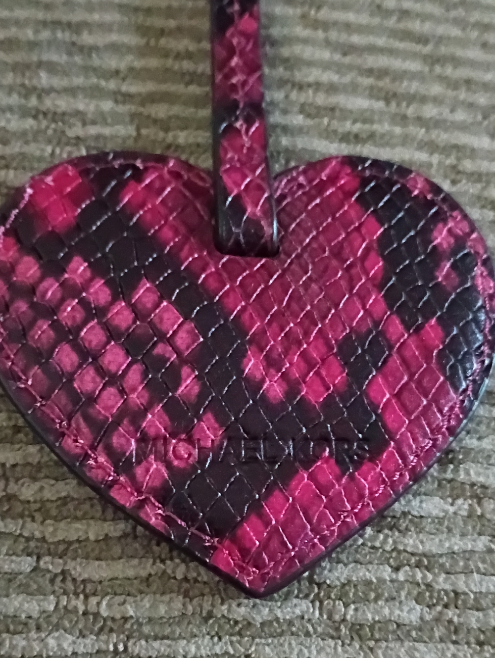 Michael Kors Heart-Shaped Pink and Black Luggage Tag